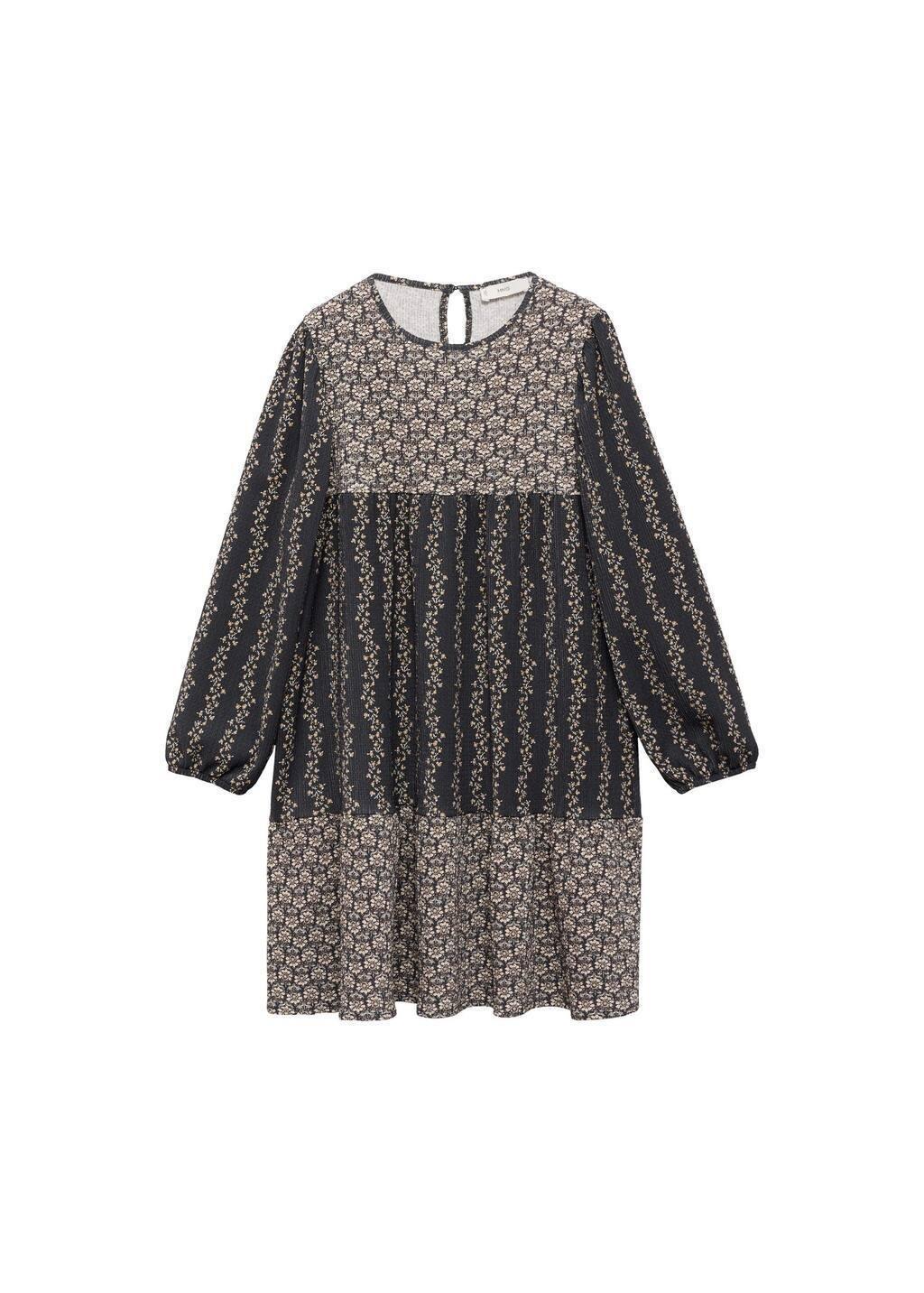 Grey Flower Print Dress, Kids Girl, , large image number 4