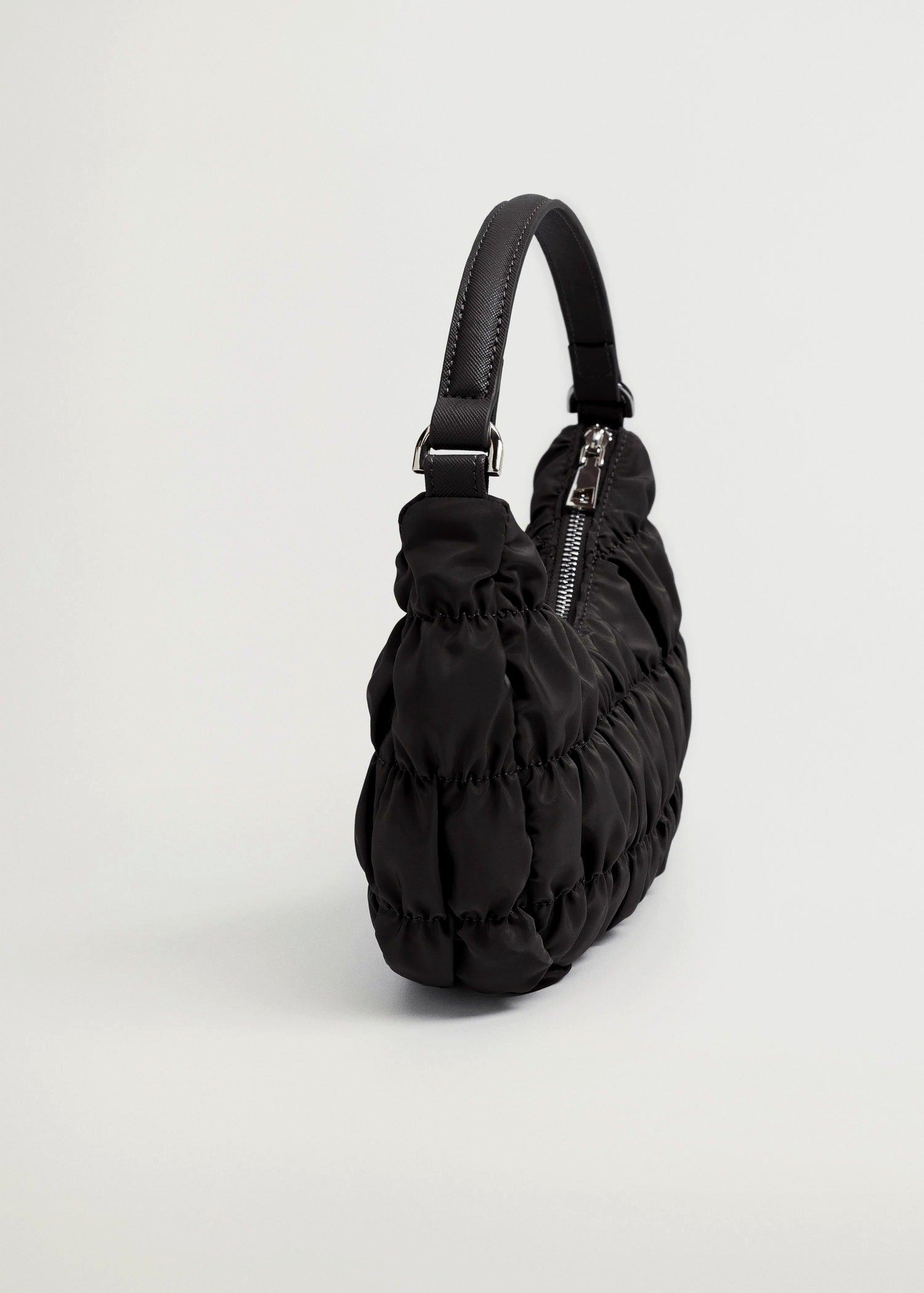 Black Ruched Baguette Bag, Women, , large image number 2