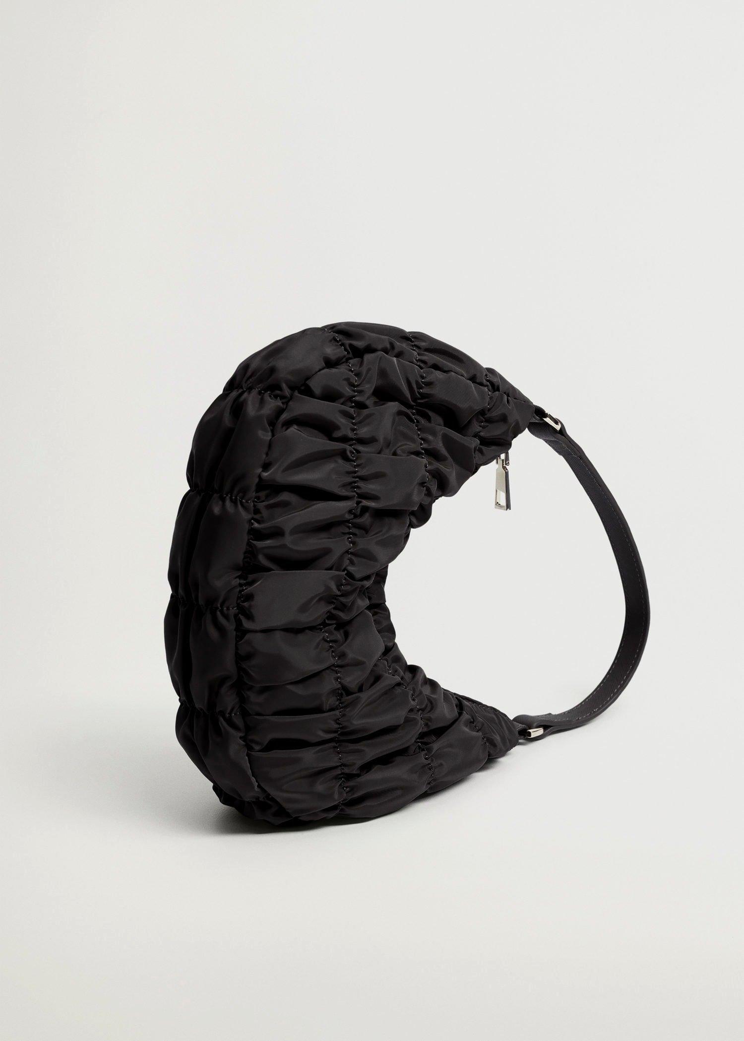 Black Ruched Baguette Bag, Women, , large image number 3