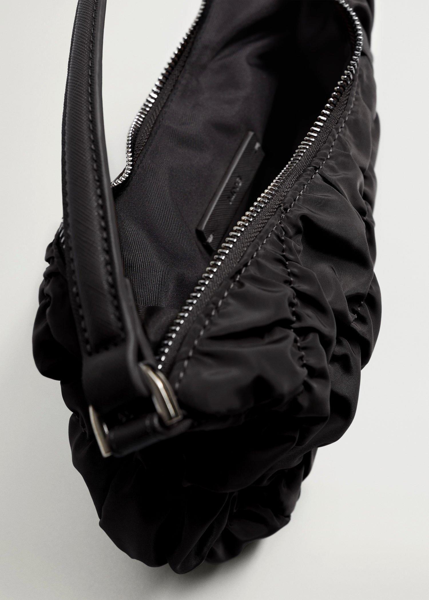Black Ruched Baguette Bag, Women, , large image number 4