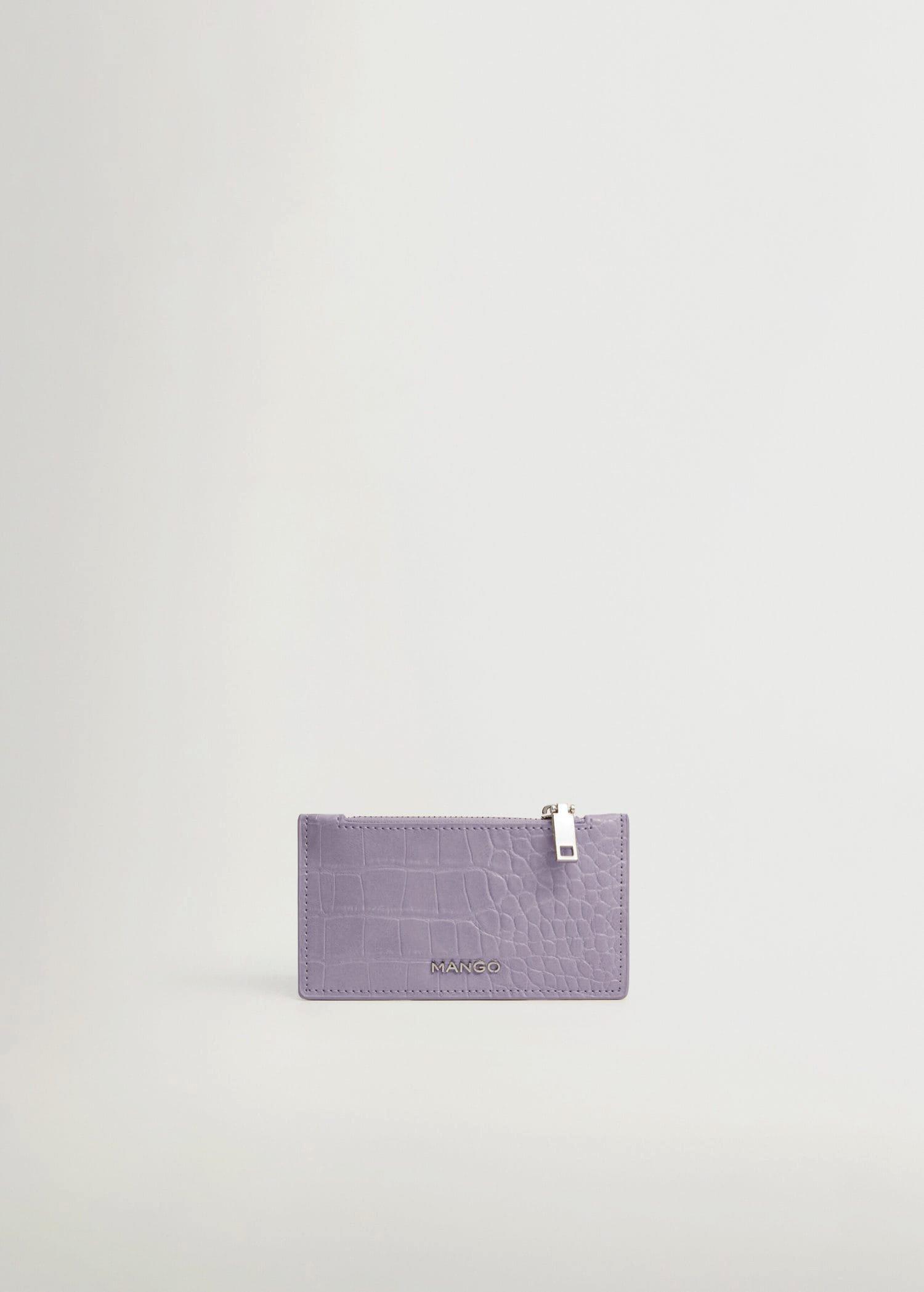 Light Pastel Purple Croc-Effect Card Holder, Women, , large image number 2