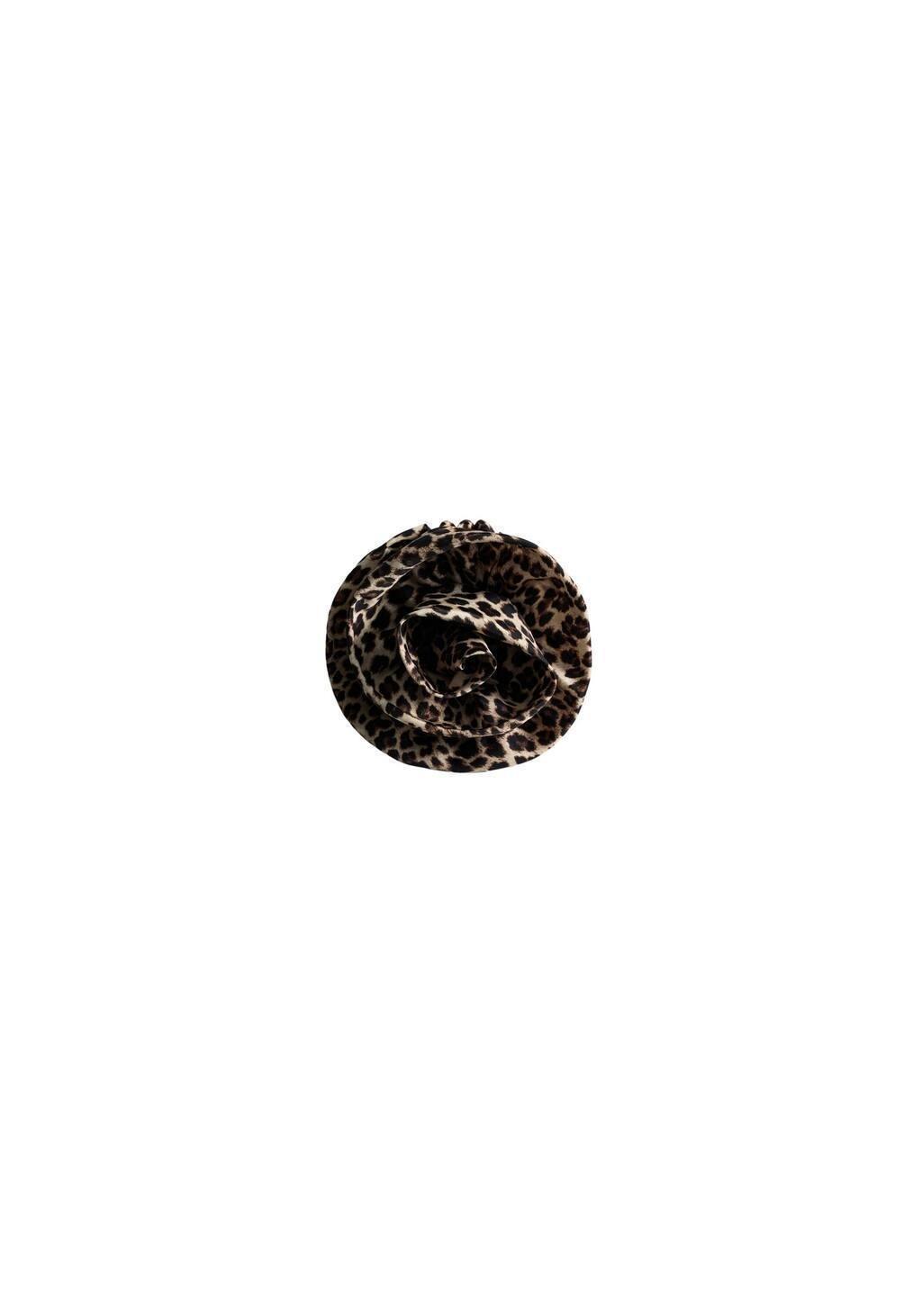 Brown Maxi-Flower Scrunchie, Brown, large image number 1