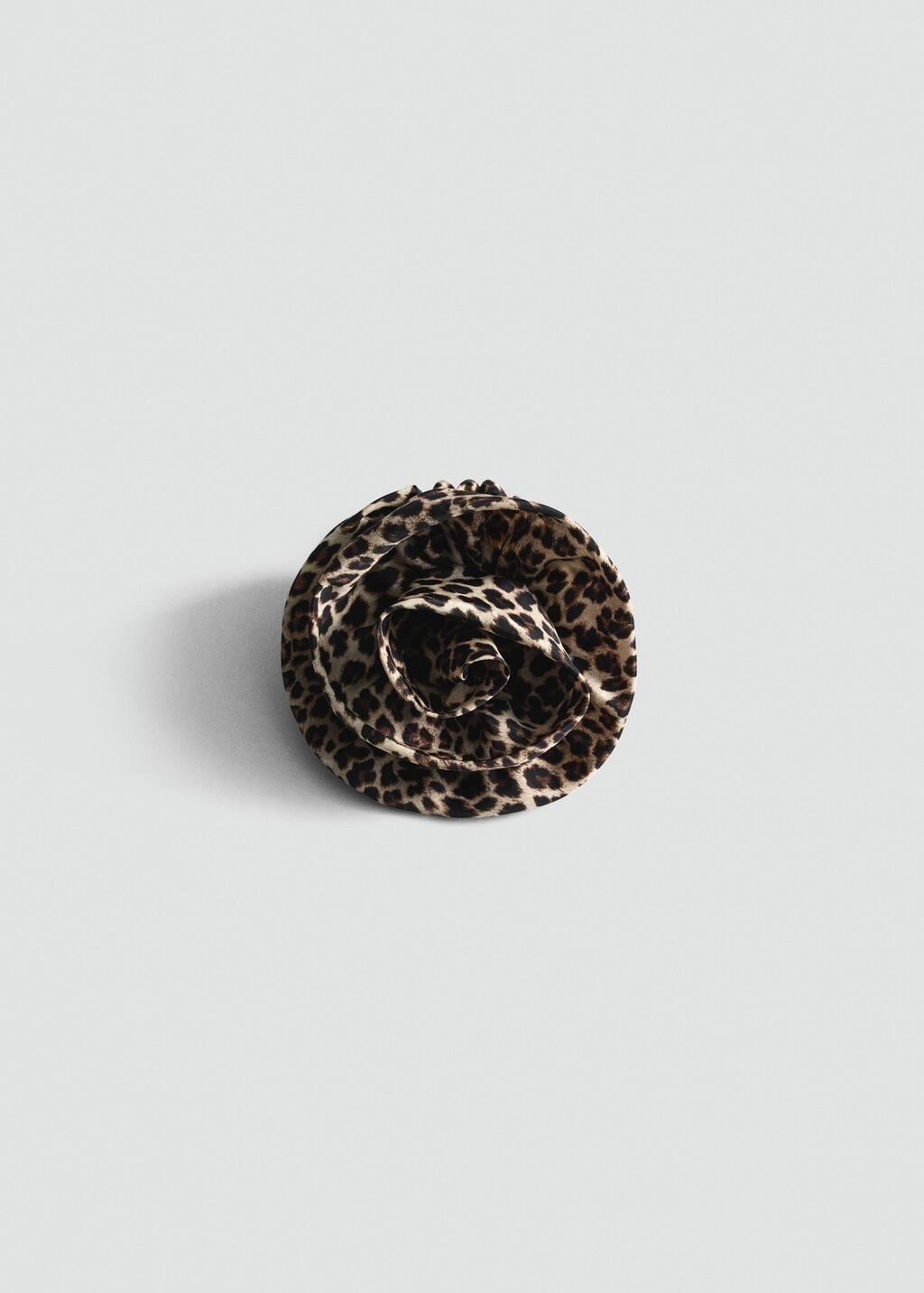 Brown Maxi-Flower Scrunchie, Brown, large image number 2