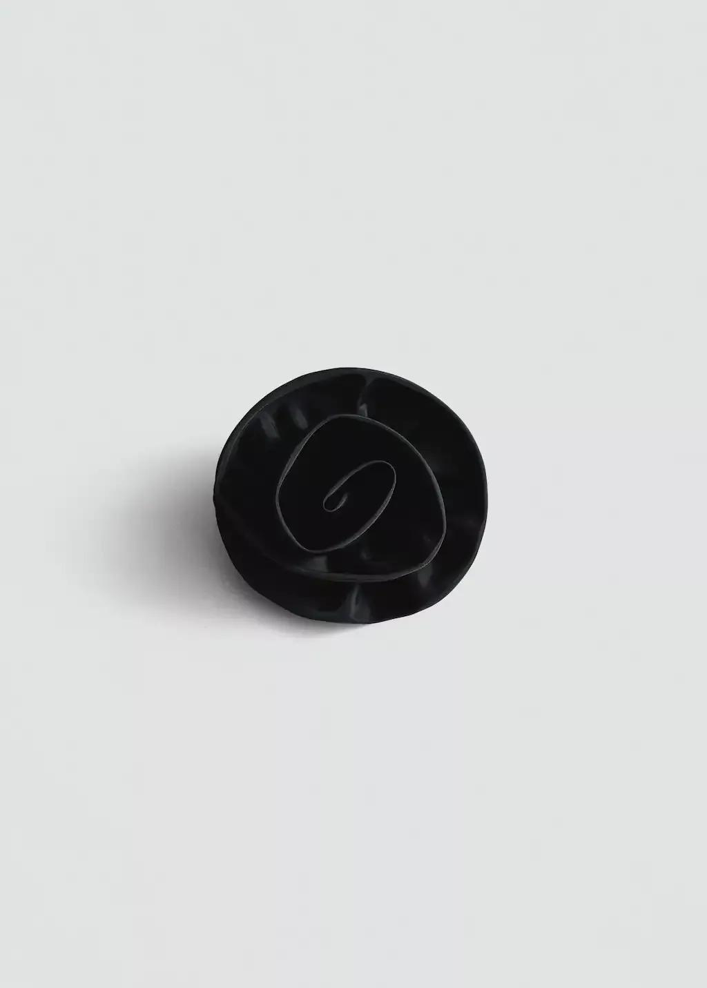 Black Maxi-Flower Scrunchie, Black, large image number 2