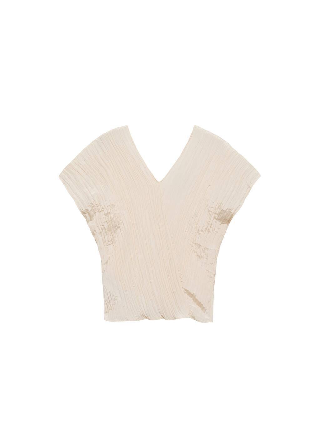 Yellow Wrinkled Effect V-Neck Top, , large image number 2