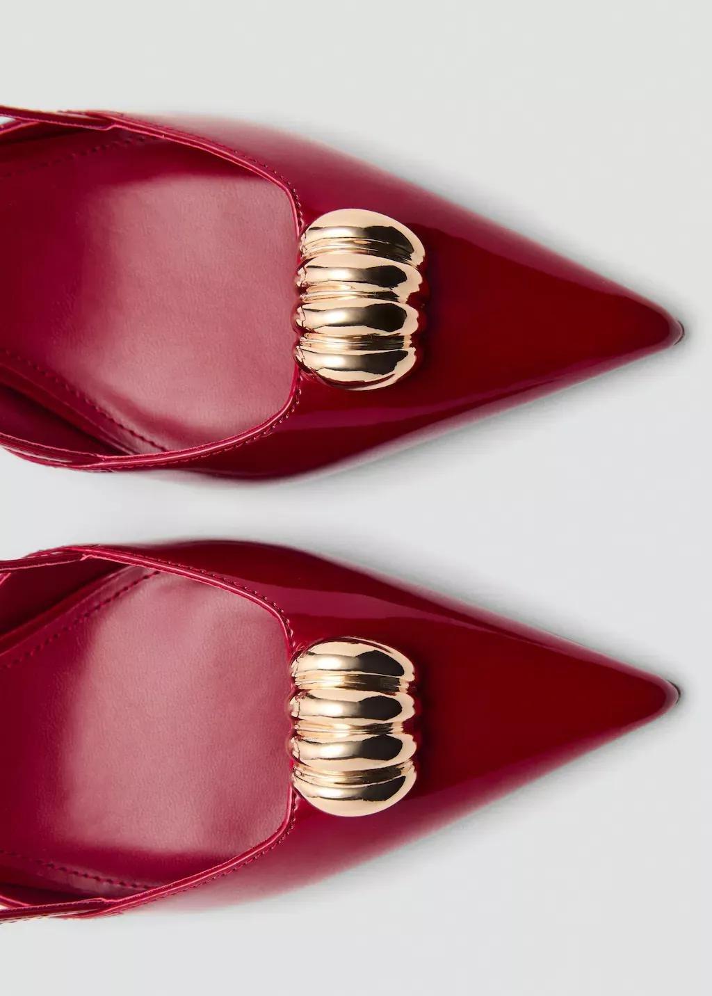 Red High Heel Shoe With Metallic Detail, , large image number 1