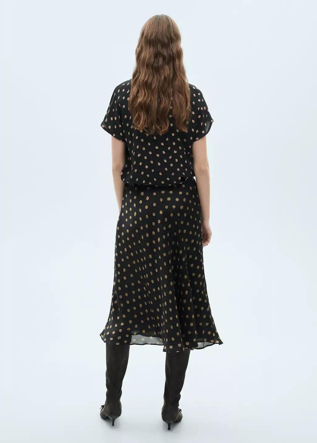 Black Polka-Dot Midi Skirt, , large image number 5