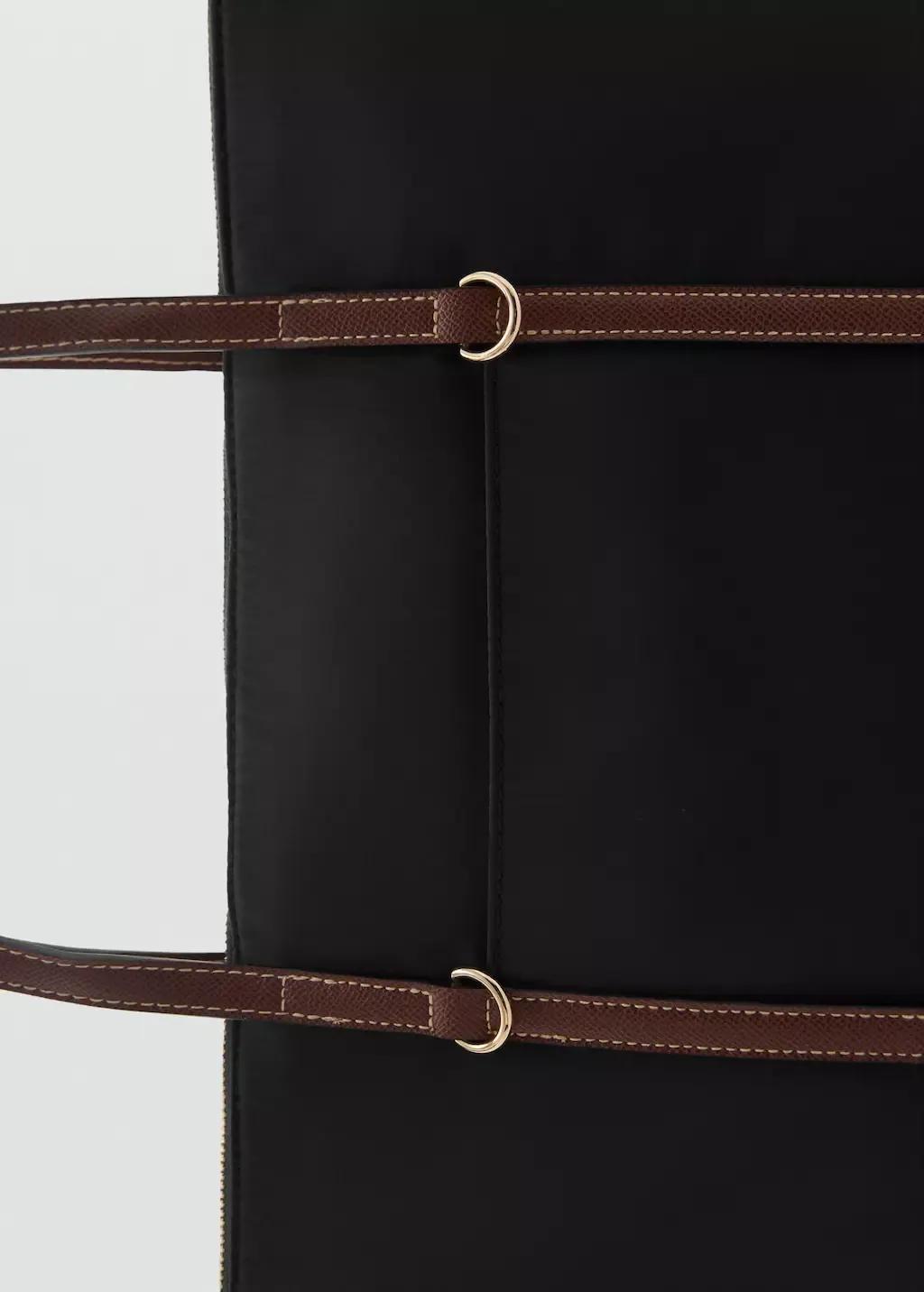 Black Shopper Bag With Double Handle, Black, large image number 1