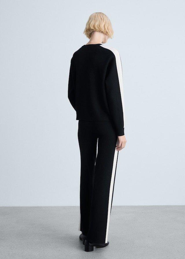 Black Knitted Trousers With Contrasting Stripes, , large image number 3