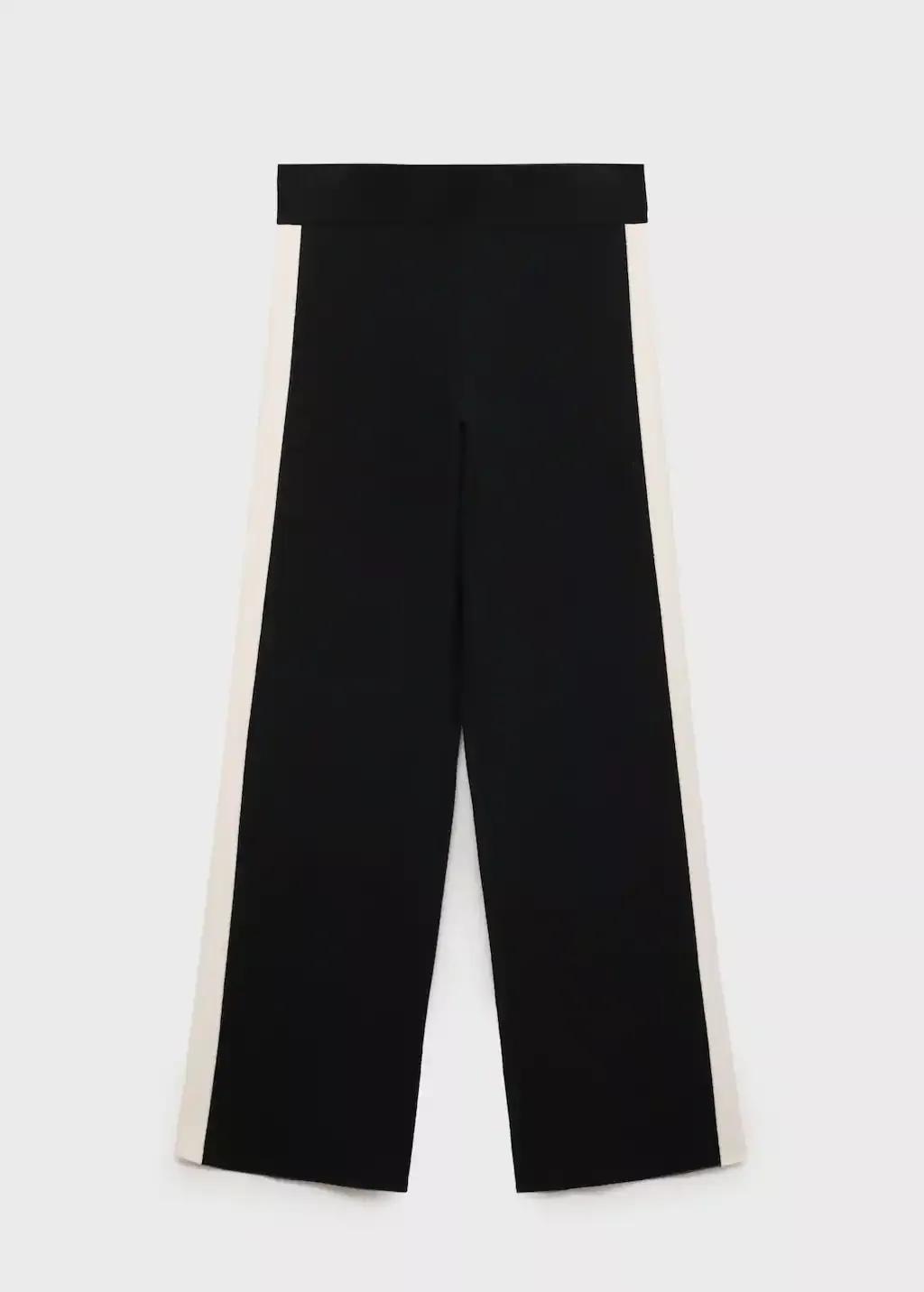 Black Knitted Trousers With Contrasting Stripes, , large image number 4