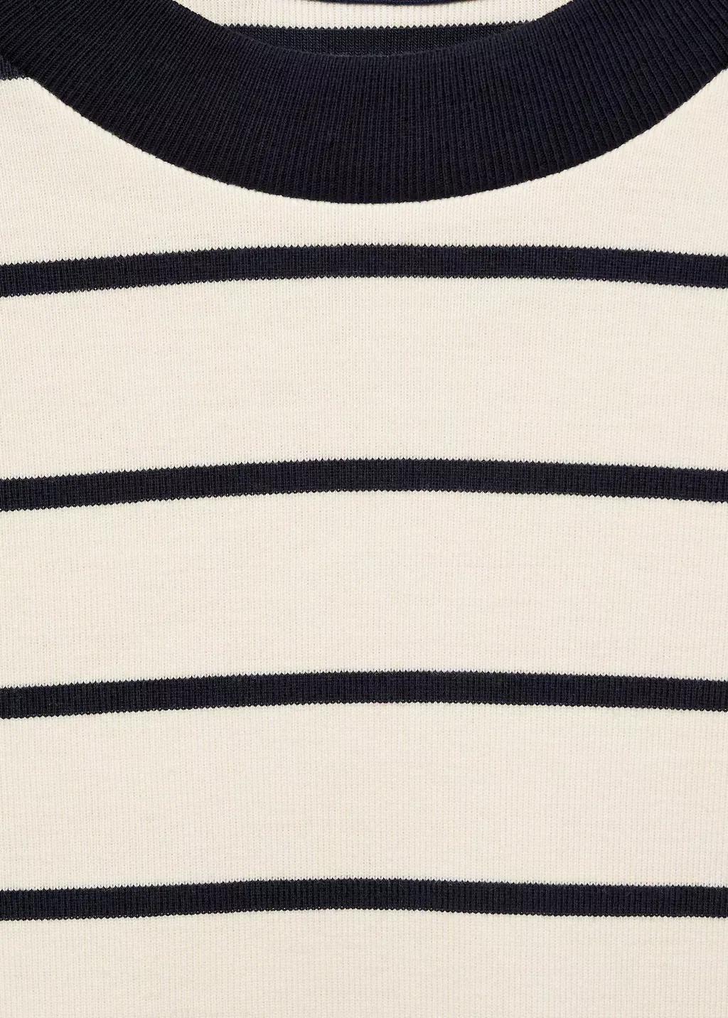 Beige Striped Cotton T-Shirt, , large image number 5