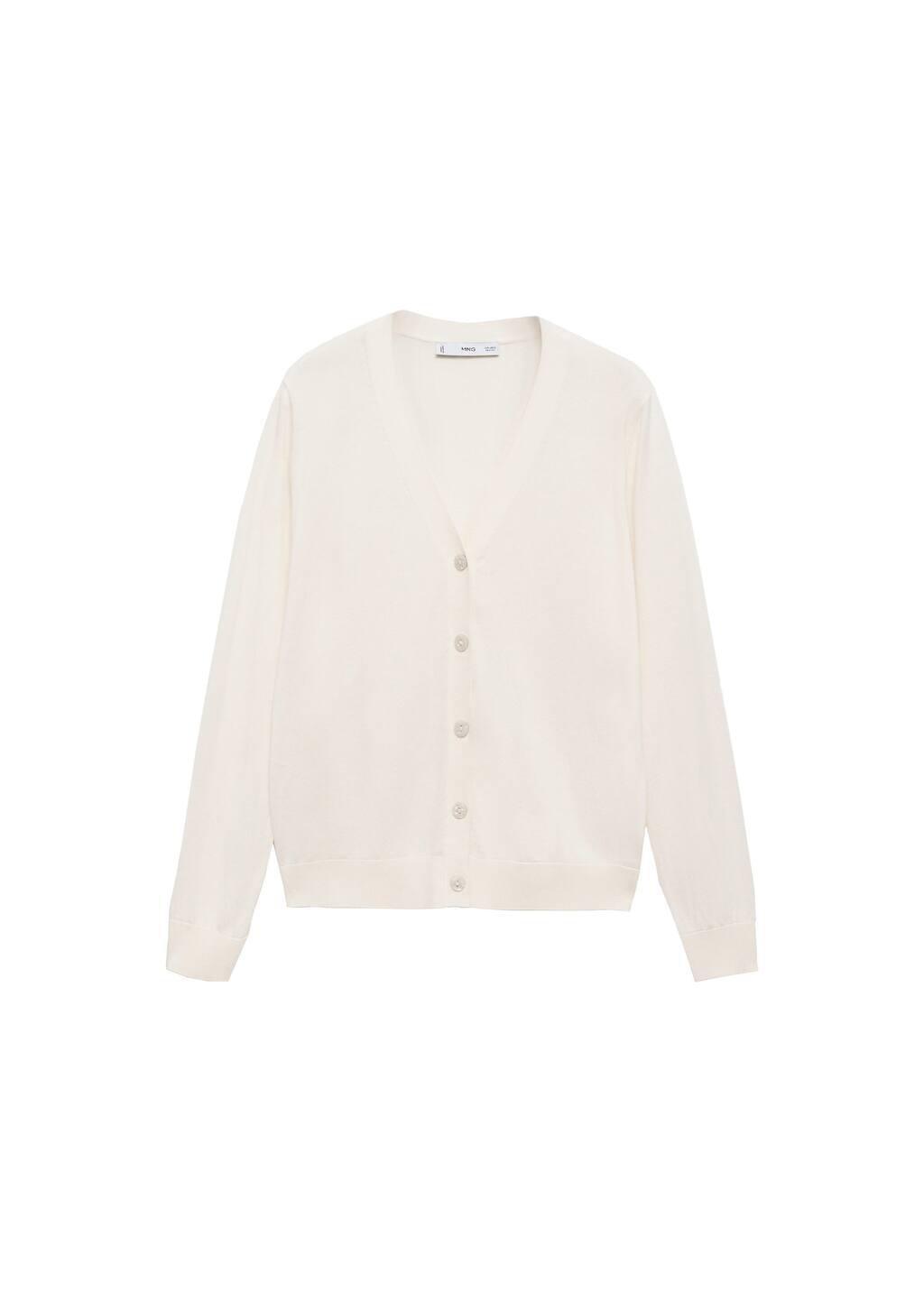 Beige Mulberry Silk Blend Ribbed Cardigan, , large image number 2
