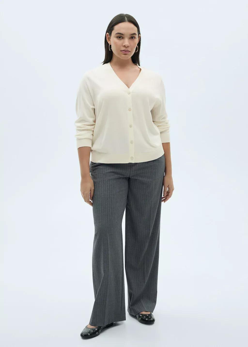Beige Mulberry Silk Blend Ribbed Cardigan, , large image number 4