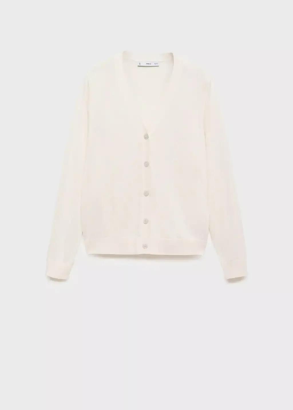 Beige Mulberry Silk Blend Ribbed Cardigan, , large image number 5