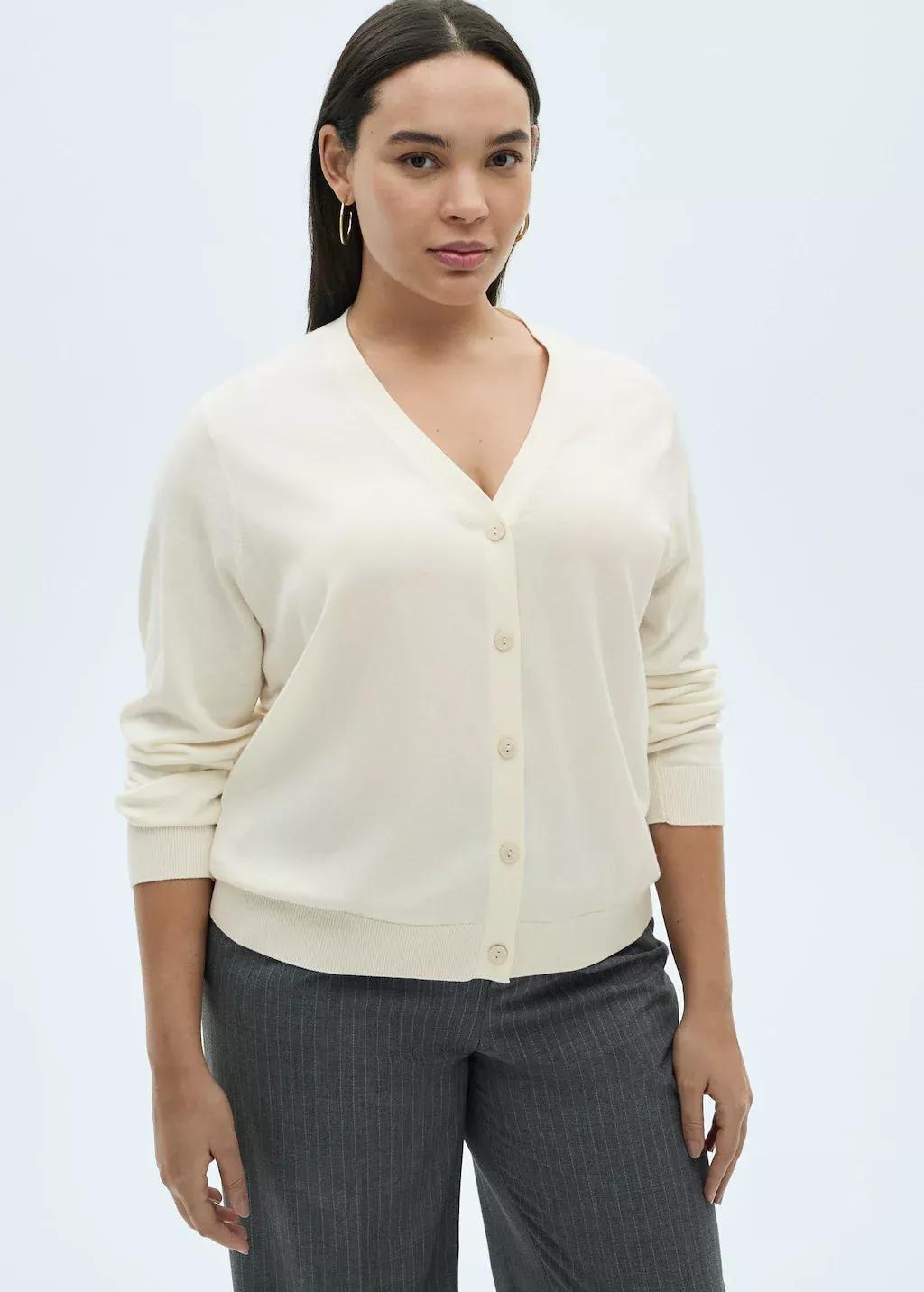 Beige Mulberry Silk Blend Ribbed Cardigan, , large image number 8