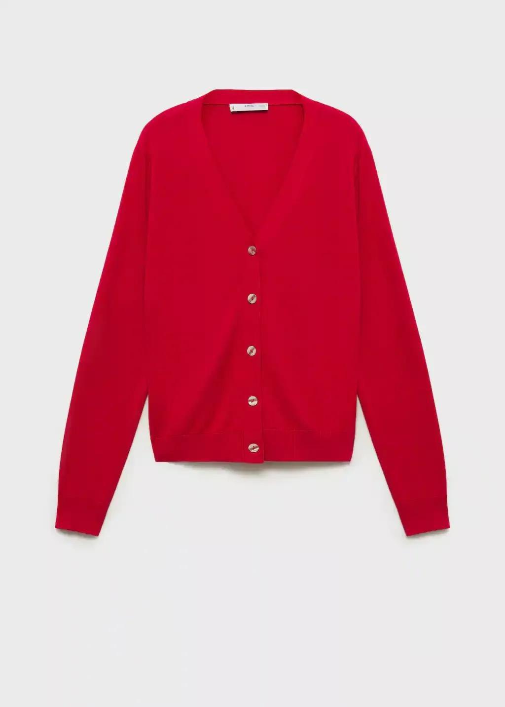 Red Mulberry Silk Blend Ribbed Cardigan, , large image number 0