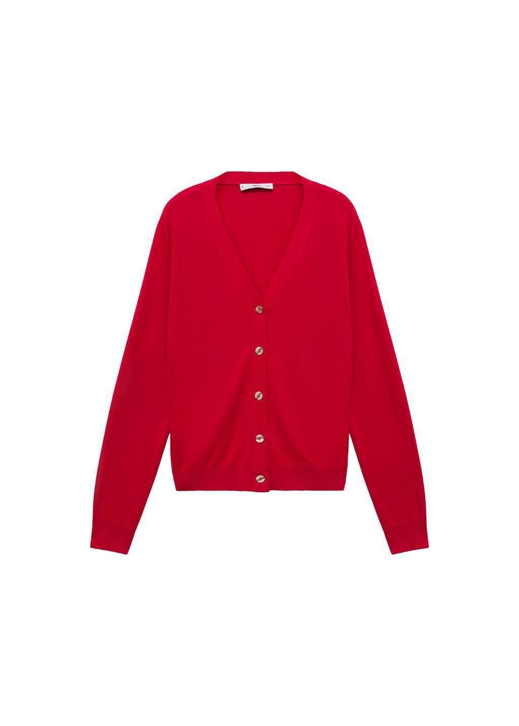 Red Mulberry Silk Blend Ribbed Cardigan, , large image number 3