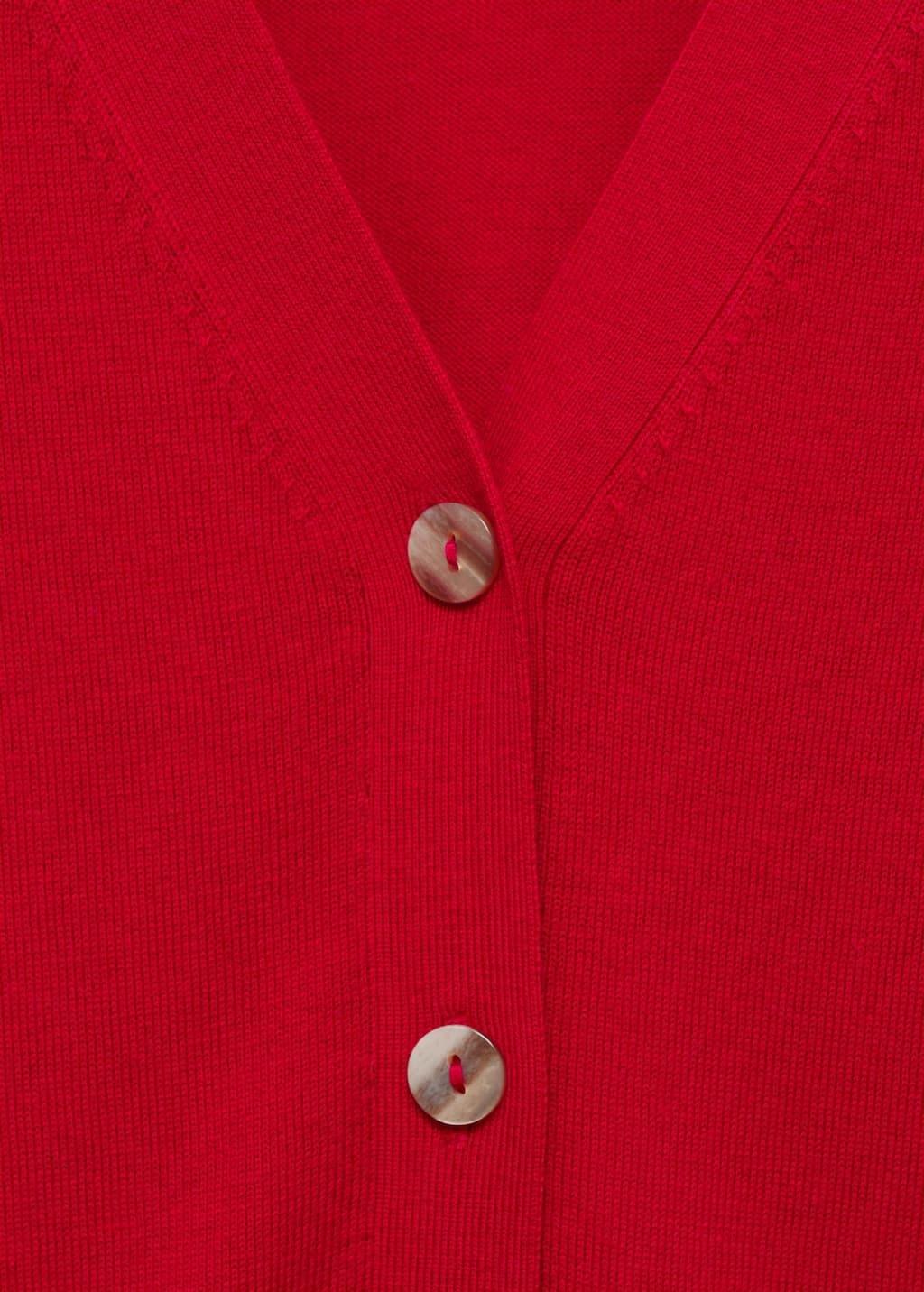 Red Mulberry Silk Blend Ribbed Cardigan, , large image number 5