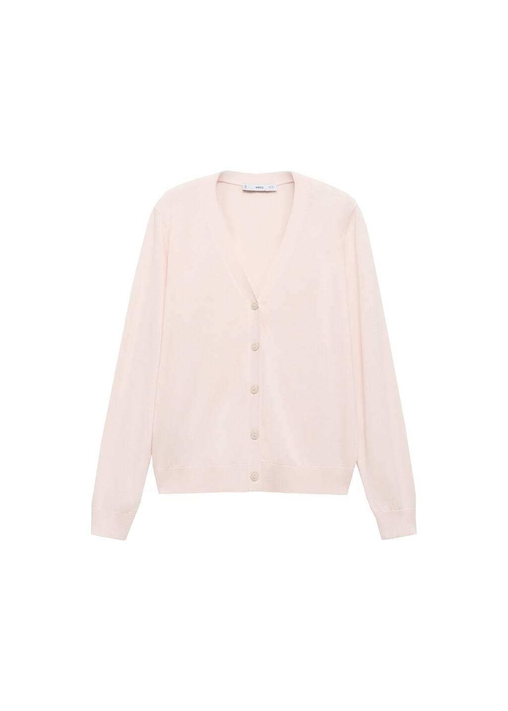 Pink Lt Pastel Mulberry Silk Blend Ribbed Cardigan, Light-Pastel Pink, large image number 2