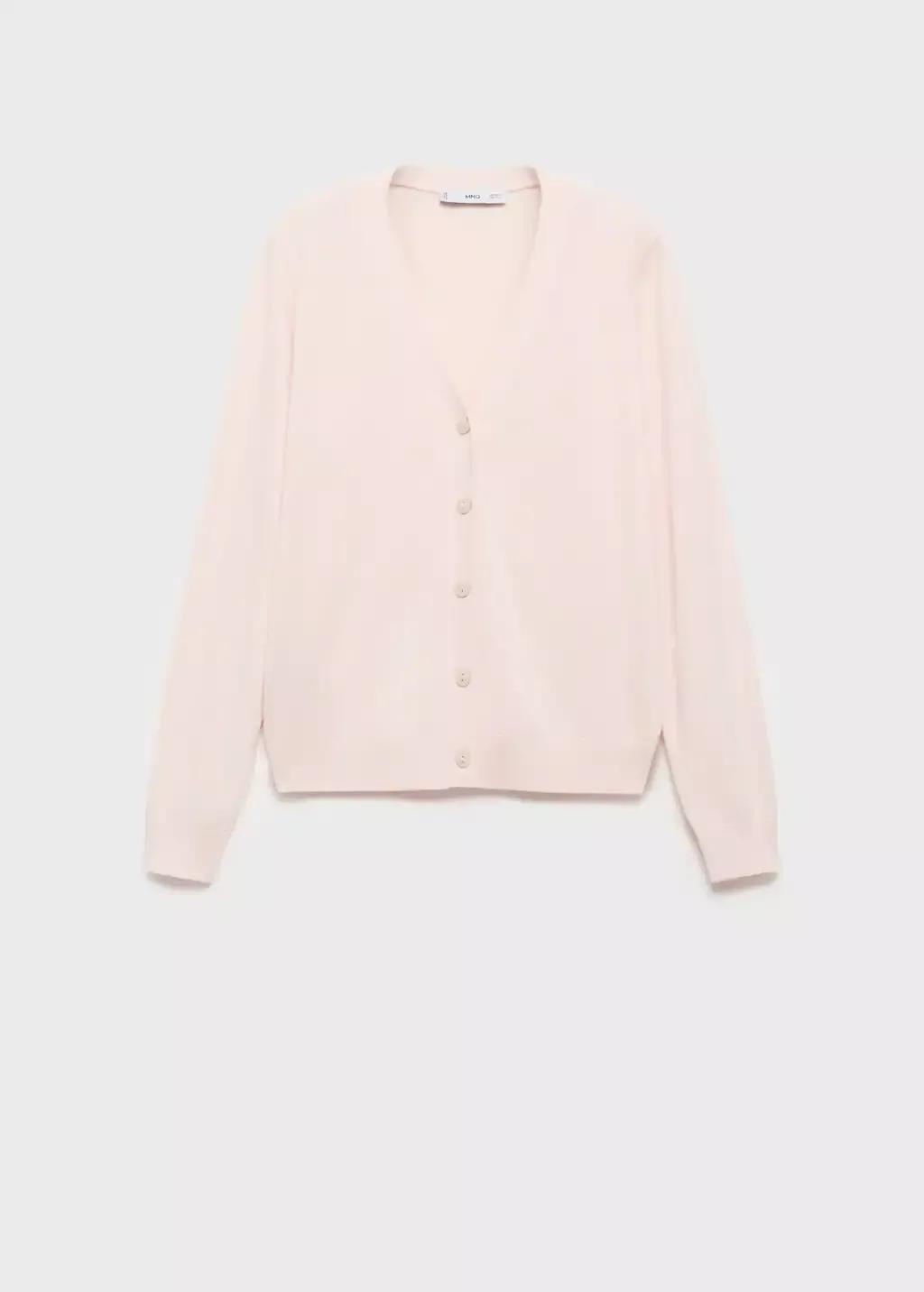 Pink Lt Pastel Mulberry Silk Blend Ribbed Cardigan, Light-Pastel Pink, large image number 4