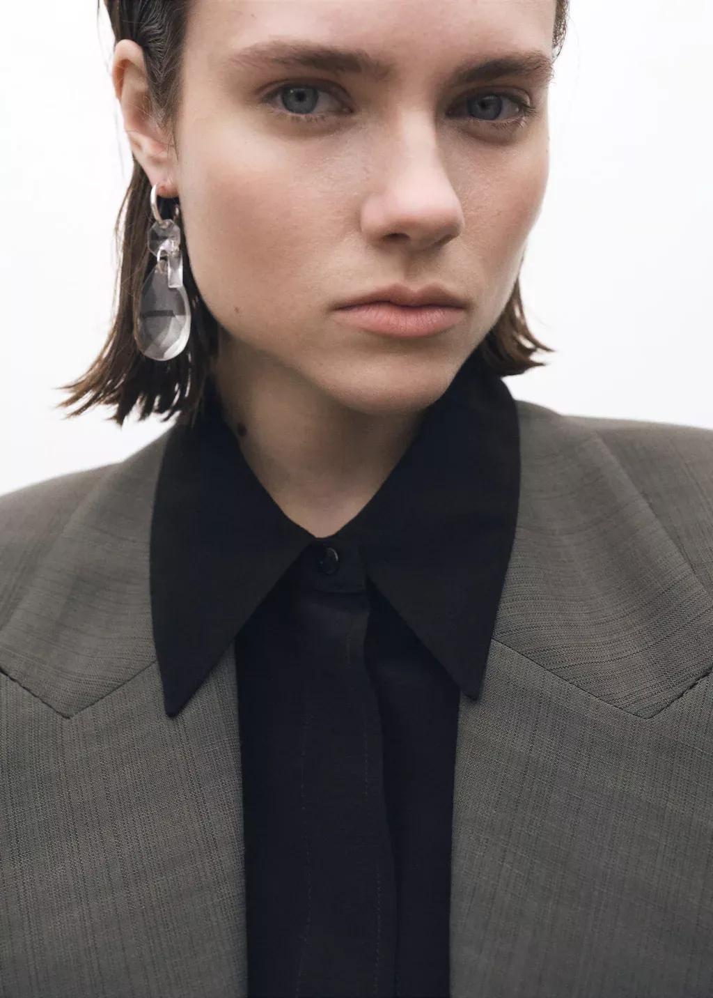 Black Satin Silk Shirt, , large image number 1
