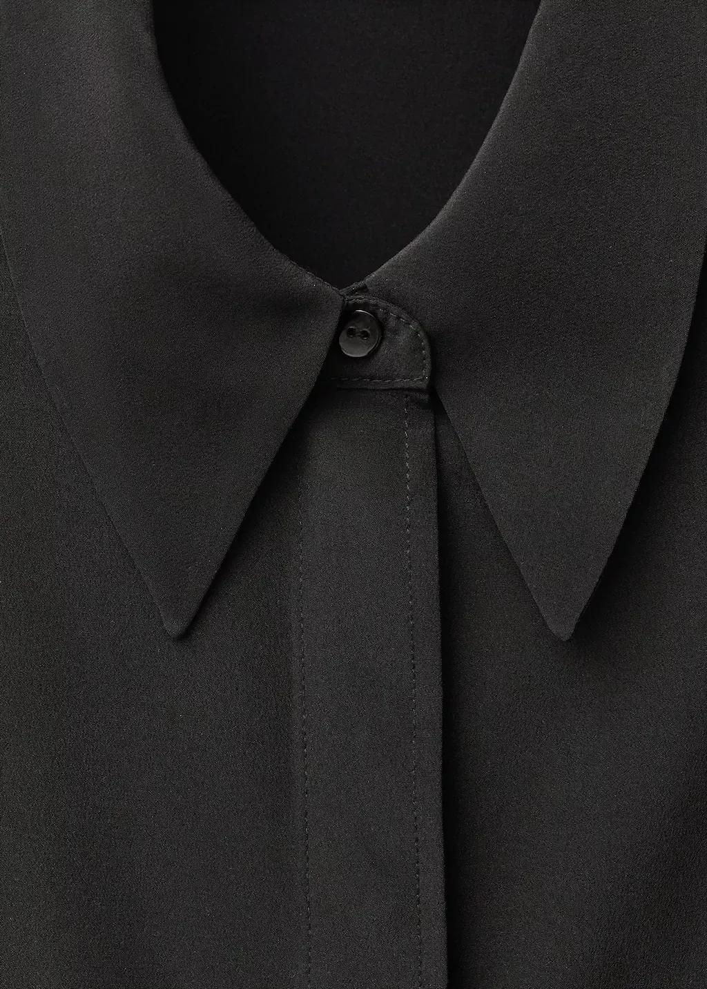 Black Satin Silk Shirt, , large image number 4