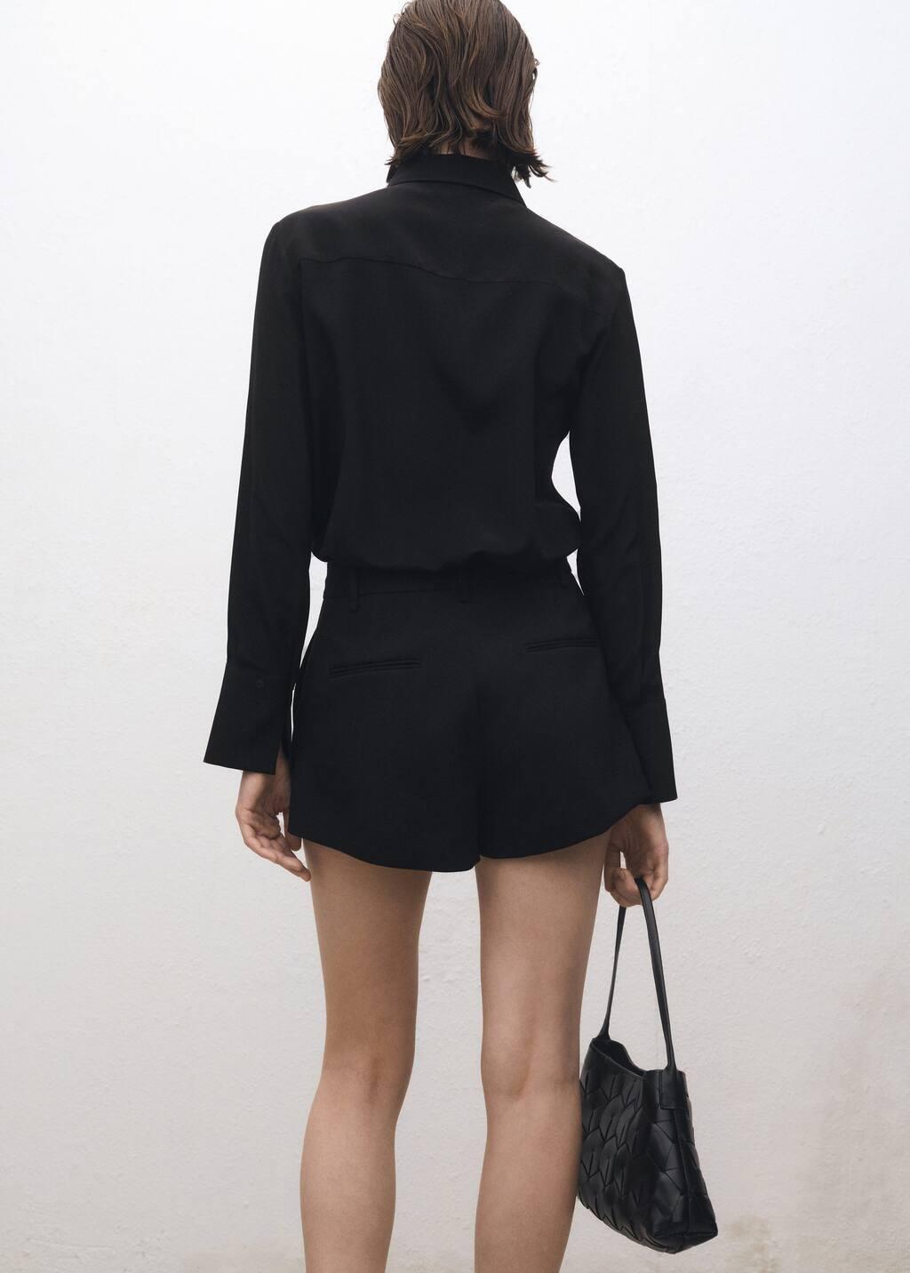 Black Satin Silk Shirt, , large image number 5