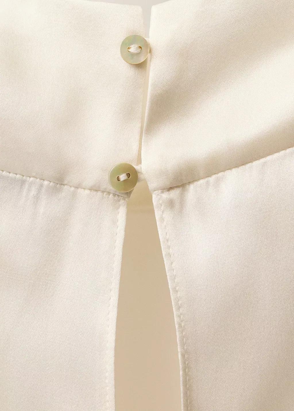 Beige High Neck Silk Blouse, , large image number 6