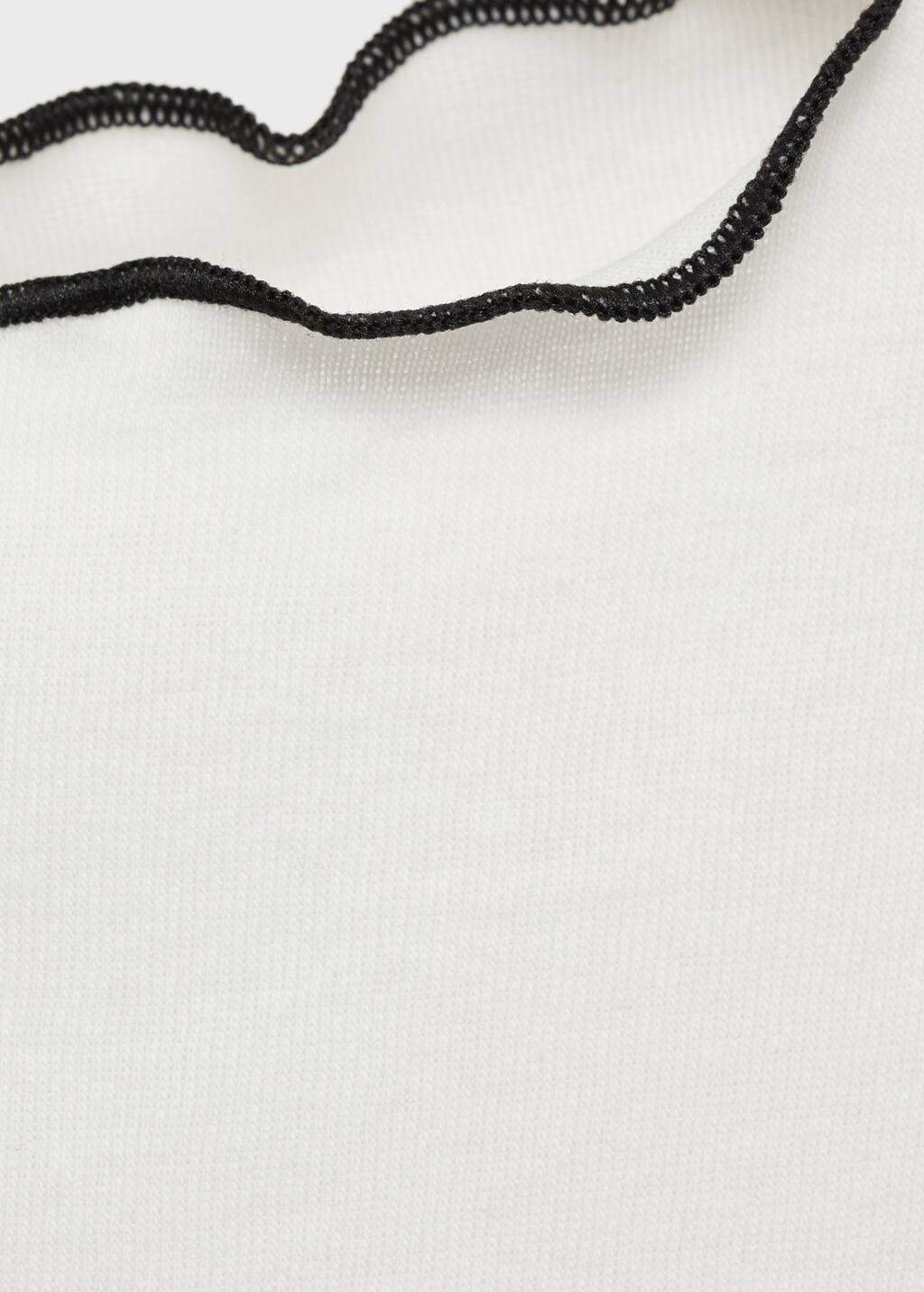 White Crop Top T-Shirt With Contrasting Trim, , large image number 4