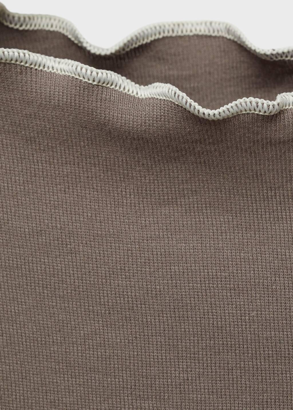 Brown Crop Top T-Shirt With Contrasting Trim, , large image number 4
