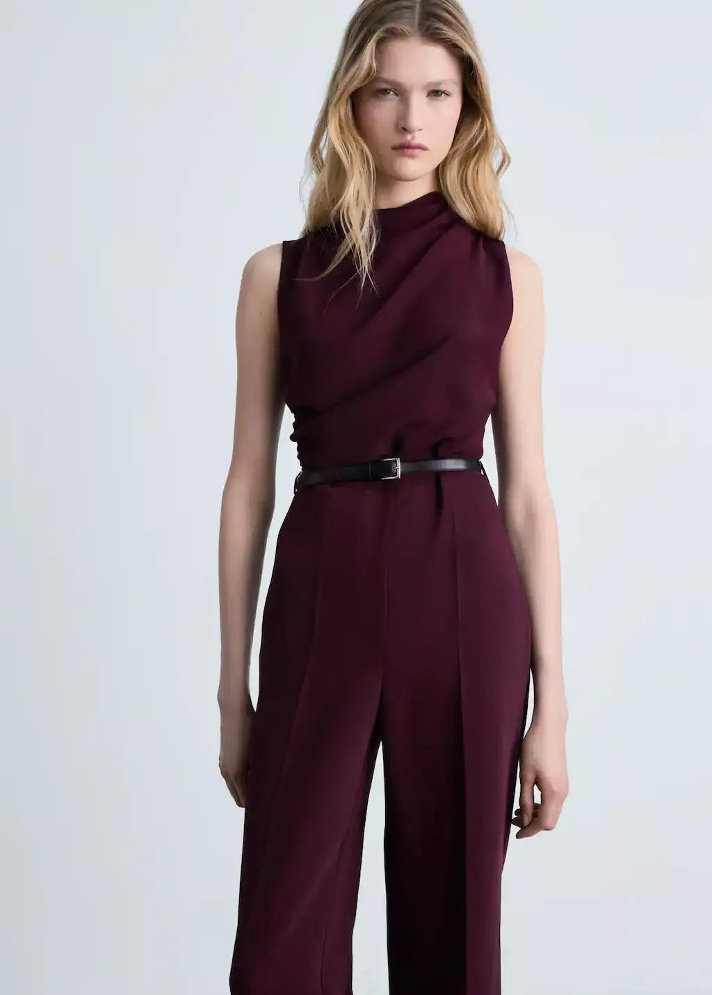 Red Belt Long Jumpsuit, , large image number 0