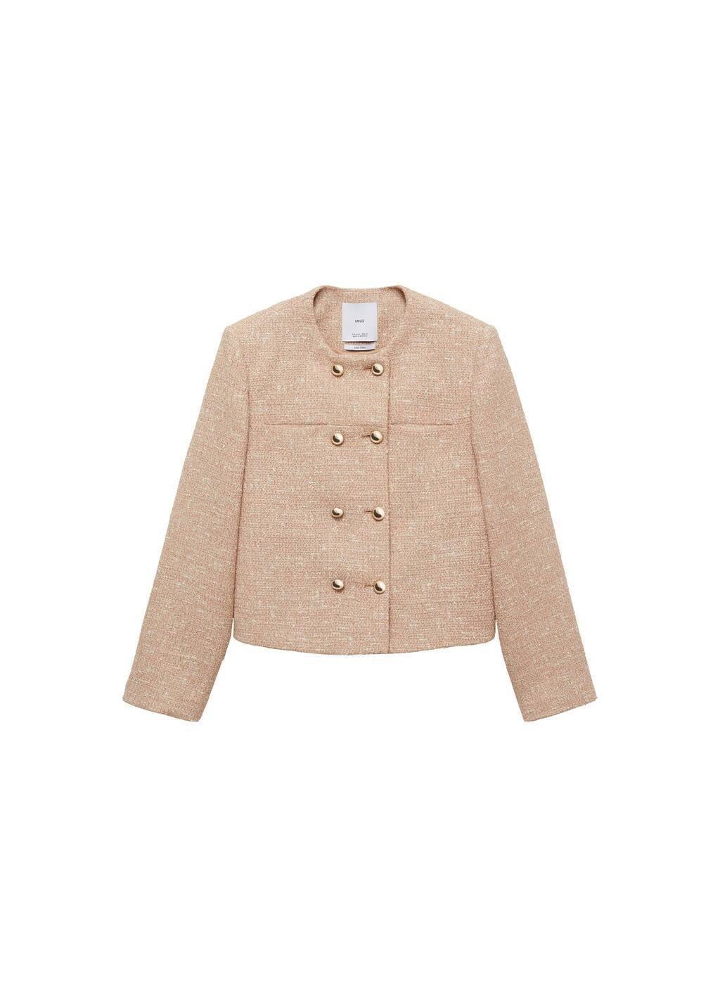 Brown Double-Breasted Tweed Jacket, , large image number 2