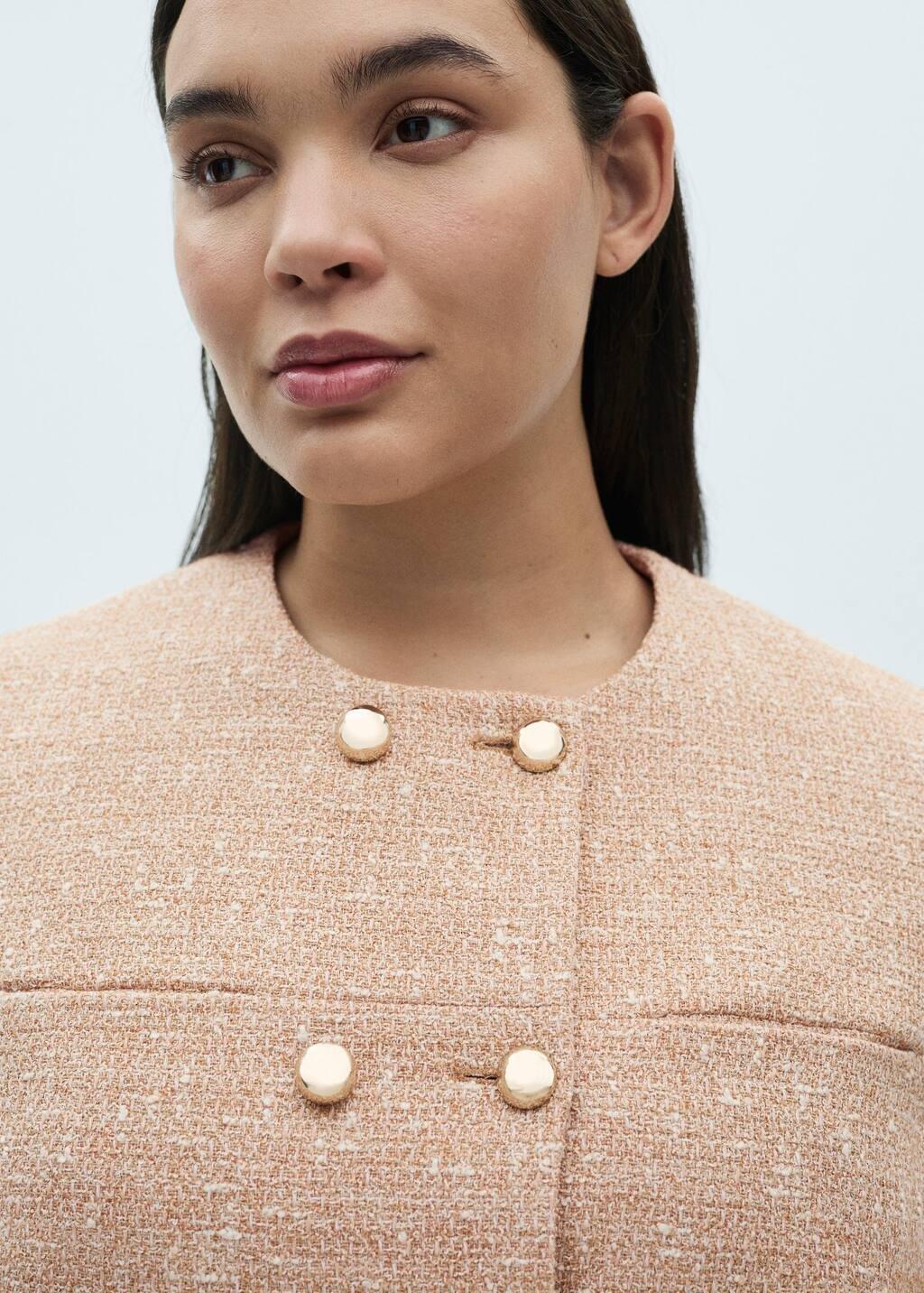 Brown Double-Breasted Tweed Jacket, , large image number 7
