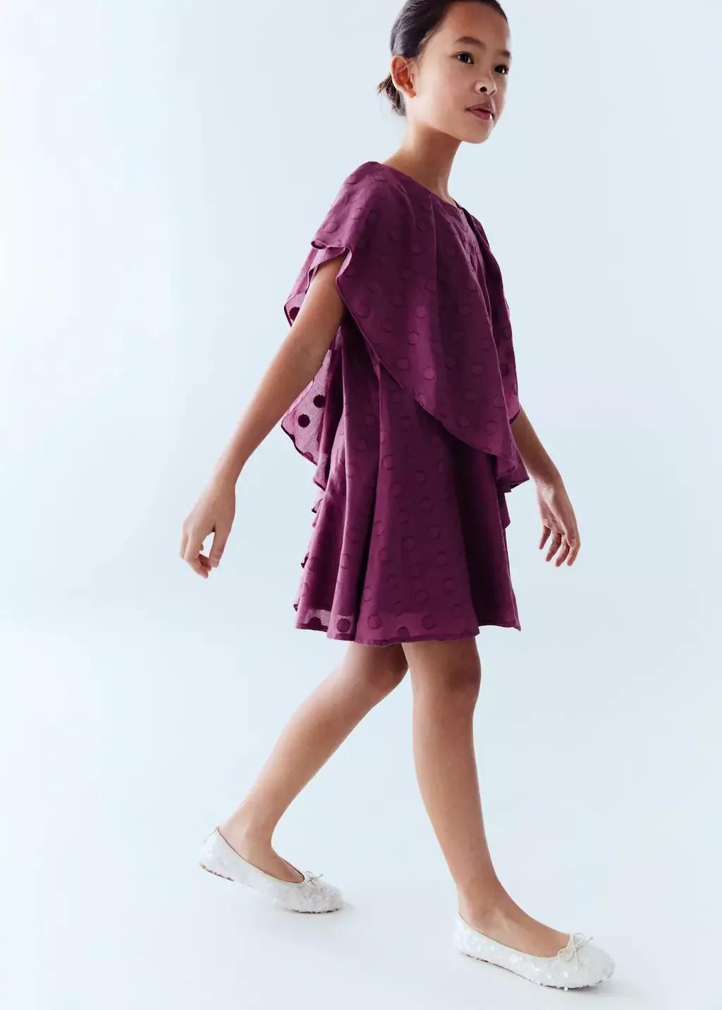 Purple Polka-Dot Dress With Ruffles, Kids Girl, , large image number 3