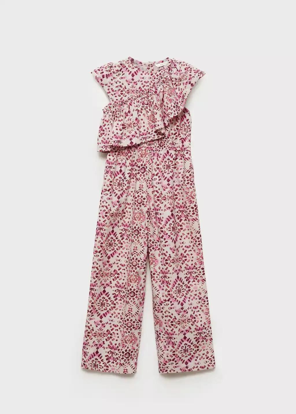 Pink Ruffled Detail Jumpsuit, Kids Girl, , medium