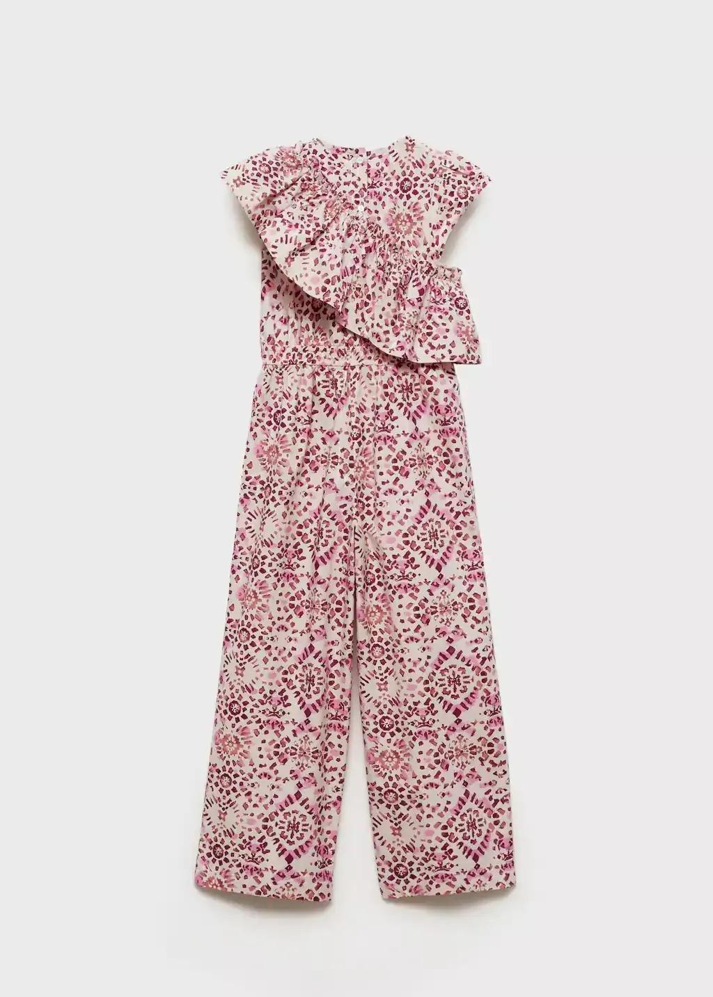 Pink Ruffled Detail Jumpsuit, Kids Girl, , large image number 1