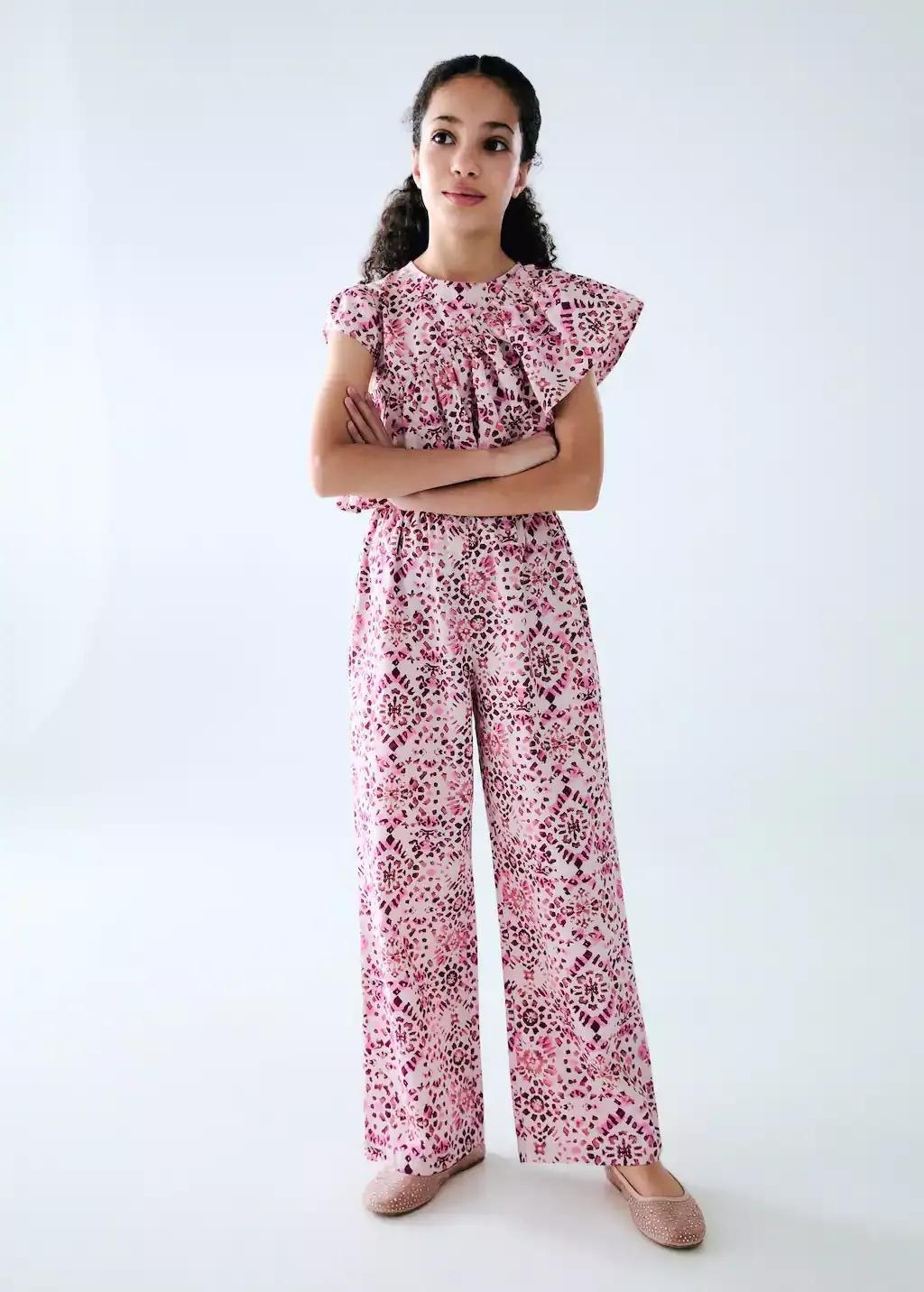 Pink Ruffled Detail Jumpsuit, Kids Girl, , large image number 3