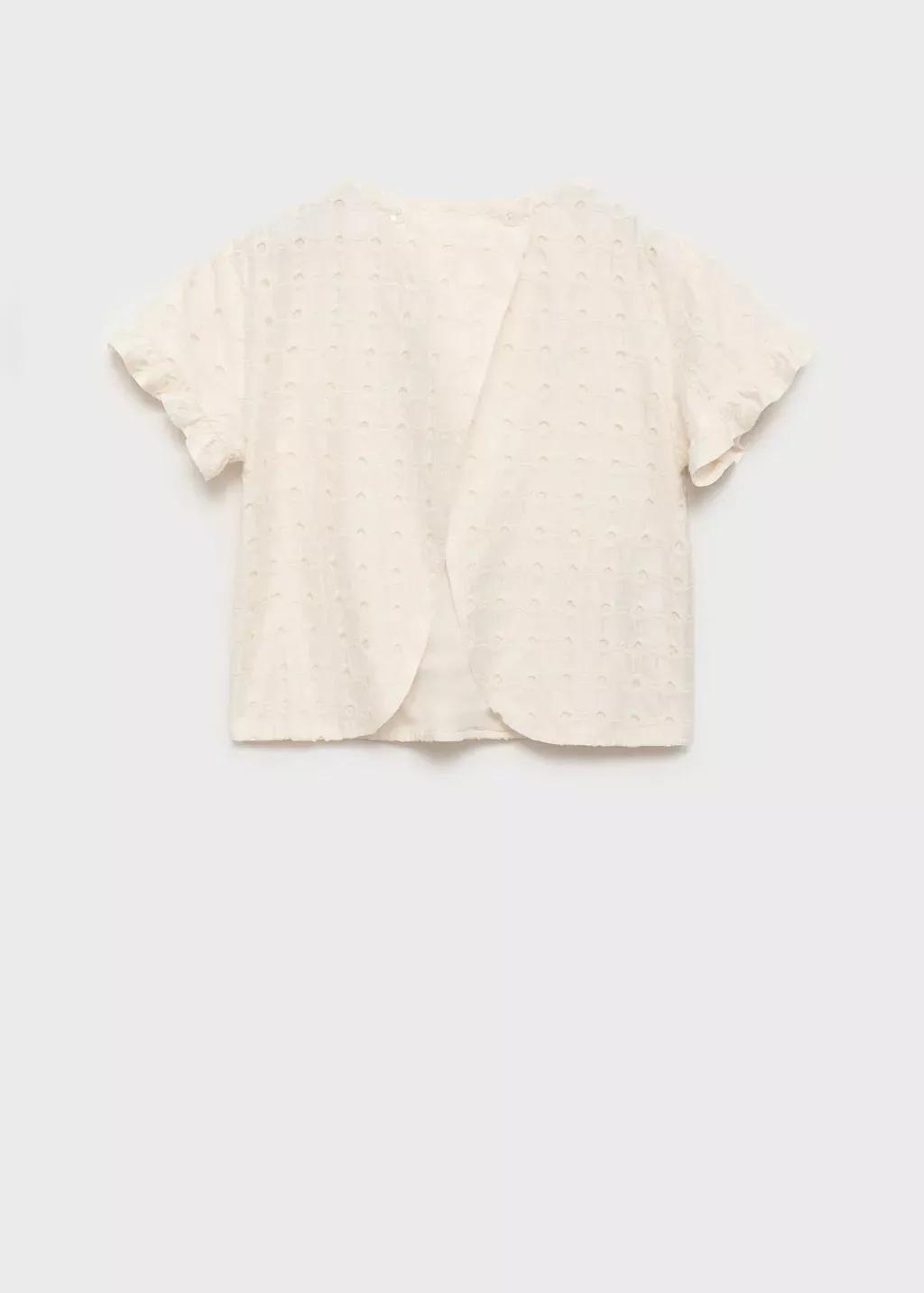 Beige English Embroidery Blouse, Kids Girl, , large image number 1