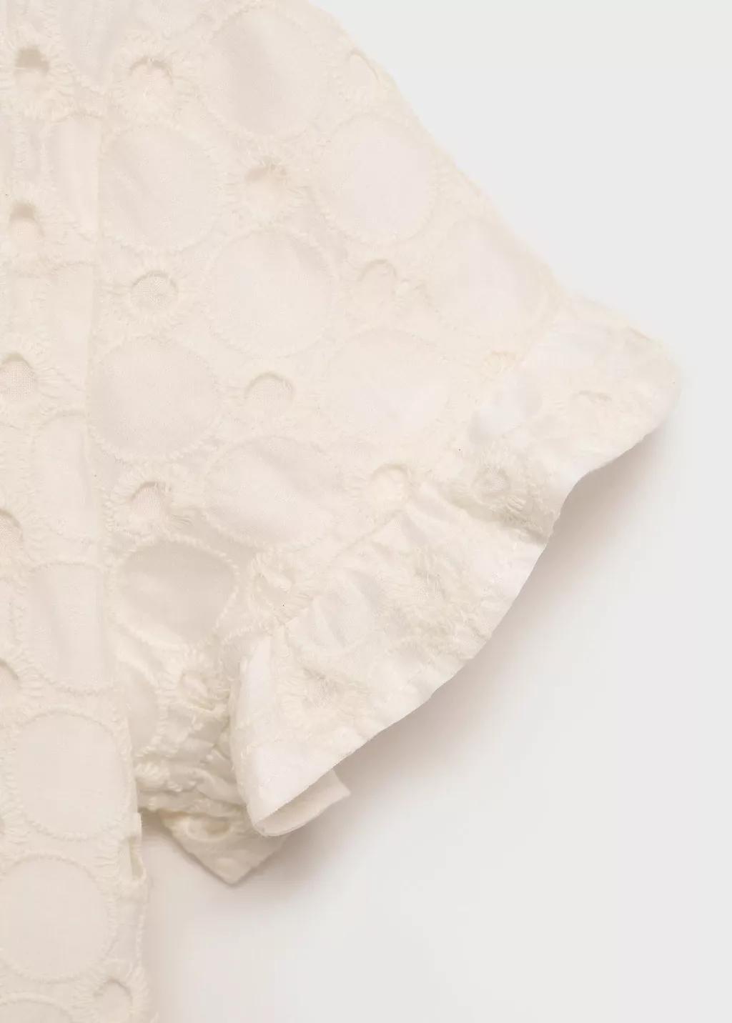 Beige English Embroidery Blouse, Kids Girl, , large image number 2