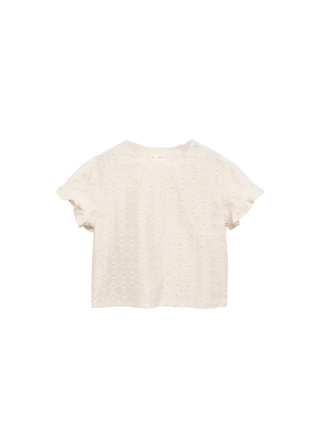 Beige English Embroidery Blouse, Kids Girl, , large image number 4