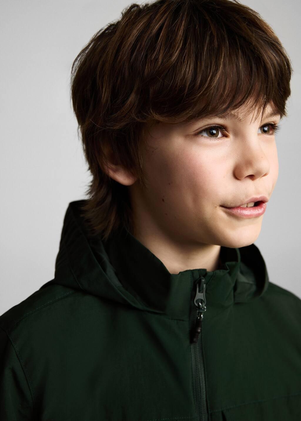 Green Hooded Water-Repellent Parka, Kids Boy, , large image number 2