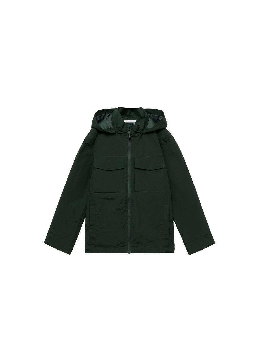 Green Hooded Water-Repellent Parka, Kids Boy, , large image number 4