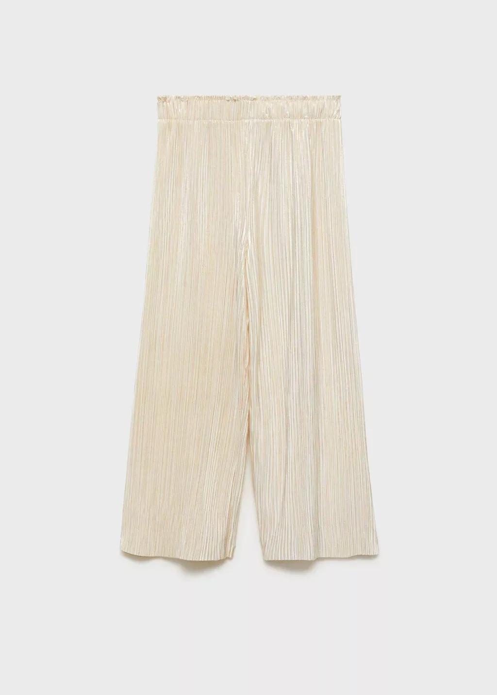 Gold Pleated Straight Trousers, Kids Girl, , large image number 0