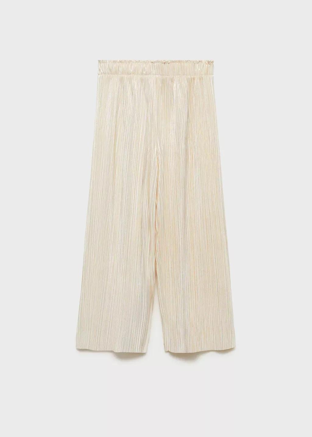 Gold Pleated Straight Trousers, Kids Girl, , large image number 1