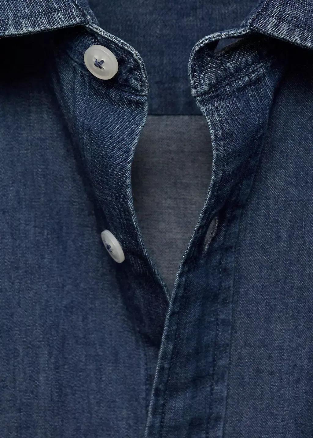 Blue 100% Cotton Chambray Shirt, , large image number 4
