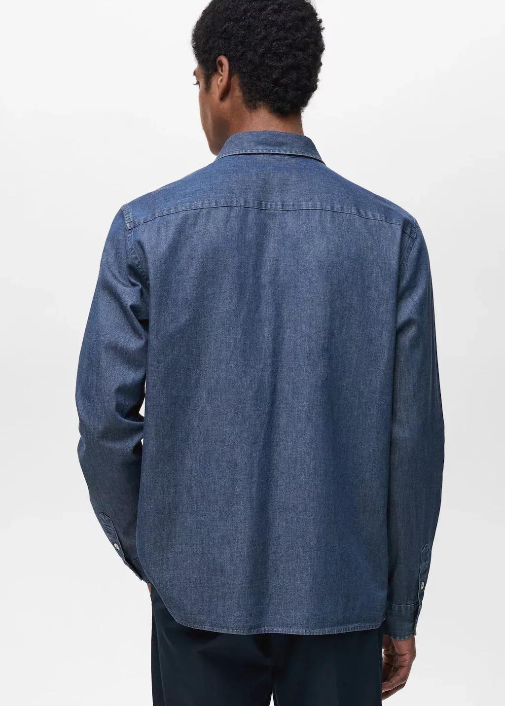 Blue 100% Cotton Chambray Shirt, , large image number 6