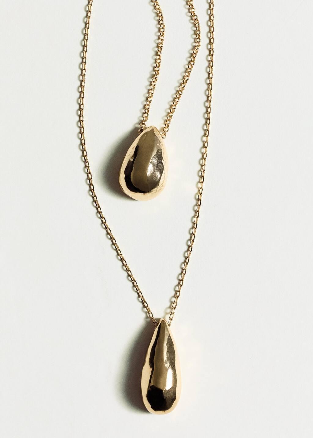Gold Double-Drop Pendant Necklace, 0201_OR, large image number 1