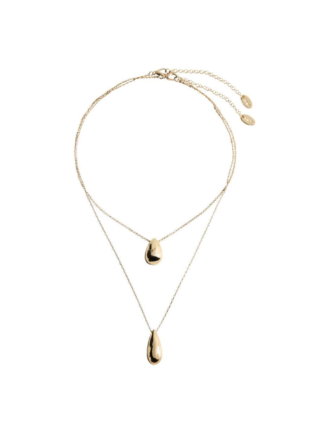 Gold Double-Drop Pendant Necklace, 0201_OR, large image number 2