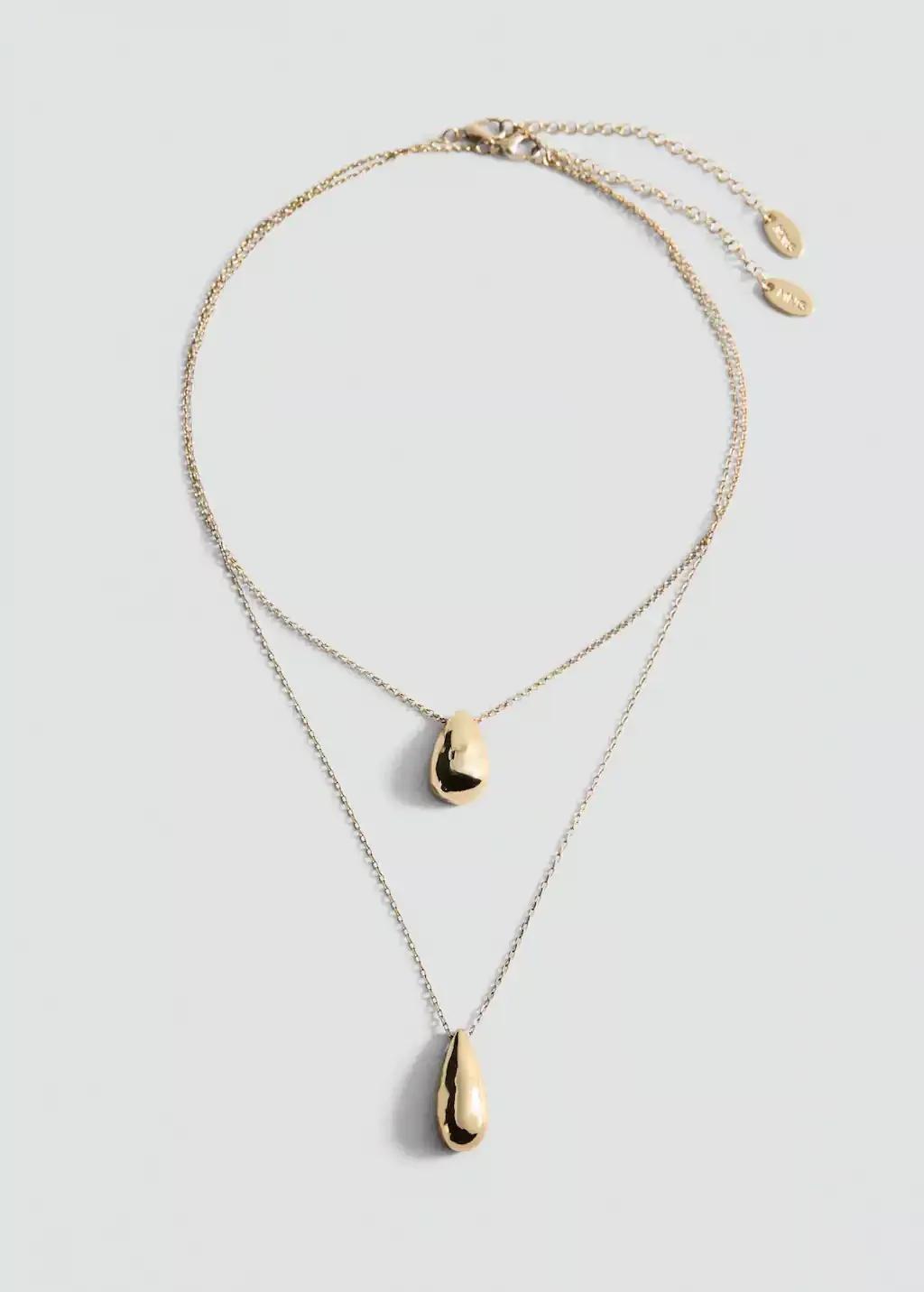 Gold Double-Drop Pendant Necklace, 0201_OR, large image number 3