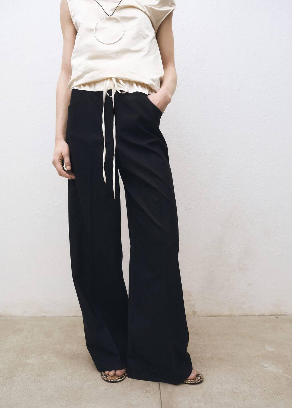 Black Combined Wool-Blend Jogger Trousers, , large image number 0